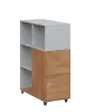 AERO 32 P kancelářská skříň, 2-dveřová/4 niky, pravá, 1100x400x800, kolečka, šedá/dub klasik