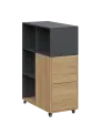 AERO 32 P kancelářská skříň, 2-dveřová/4 niky, pravá, 1100x400x800, kolečka, antracit/dub fjord
