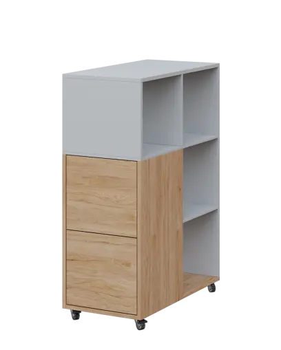 AERO 32 L kancelářská skříň, 2-dveřová/4 niky, levá, 1100x400x800, kolečka, šedá/dub hickory AERO 32 L kancelářská skříň, 2-dveřová/4 niky, levá, 1100x400x800, kolečka, šedá/dub hickory