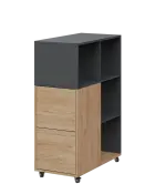 AERO 32 L kancelářská skříň, 2-dveřová/4 niky, levá, 1100x400x800, kolečka, antracit/dub hickory