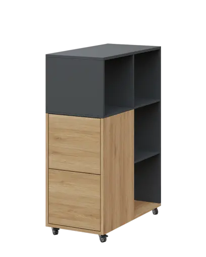 AERO 32 L kancelářská skříň, 2-dveřová/4 niky, levá, 1100x400x800, kolečka, antracit/dub fjord AERO 32 L kancelářská skříň, 2-dveřová/4 niky, levá, 1100x400x800, kolečka, antracit/dub fjord