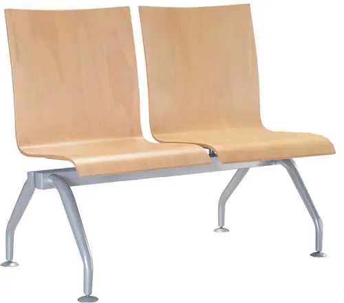 MONTE 2, dřevěná lavice do čekárny, 2-sedák, přírodní buk, kostra stříbrná