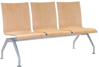 MONTE 3, dřevěná lavice do čekárny, 3-sedák, přírodní buk, kostra stříbrná