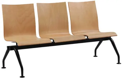 MONTE 3, dřevěná lavice do čekárny, 3-sedák, přírodní buk, kostra černá