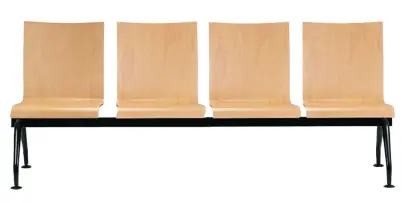 MONTE 4, dřevěná lavice do čekárny, 4-sedák, přírodní buk, kostra černá