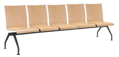 MONTE 5, dřevěná lavice do čekárny, 5-sedák, přírodní buk, kostra černá