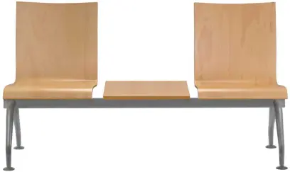 MONTE 2 + stolek, dřevěná lavice do čekárny, 2-sedák, stolek, přírodní buk, kostra stříbrná