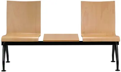 MONTE 2 + stolek, dřevěná lavice do čekárny, 2-sedák, stolek, přírodní buk, kostra černá