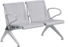 SPRING 2, kovová lavice do čekárny, 2-sedák, kostra stříbrná