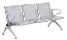 SPRING 3, kovová lavice do čekárny, 3-sedák, kostra stříbrná