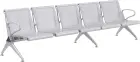 SPRING 5, kovová lavice do čekárny, 5-sedák, kostra stříbrná