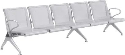 SPRING 5, kovová lavice do čekárny, 5-sedák, kostra stříbrná