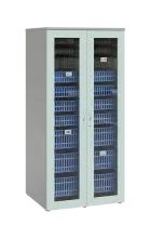 MEDICAL S - 90 skříň léková boxová, 1950 x 900 x 735, prosklená, korpus šedá, dvířka šedo-zelinkavá