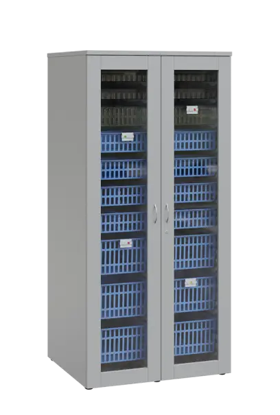 MEDICAL S - 90 skříň léková boxová, 1950 x 900 x 735, prosklená, šedá