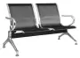 CITY - 2, kovová lavice do čekárny, 2-sedák, černá/chrom