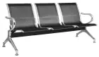 CITY - 3, kovová lavice do čekárny, 3-sedák, černá/chrom