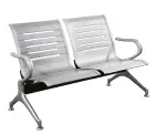 LINE 2, kovová lavice do čekárny, 2-sedák, stříbrná