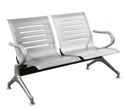 LINE 2, kovová lavice do čekárny, 2-sedák, stříbrná