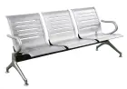 LINE 3, kovová lavice do čekárny, 3-sedák, stříbrná