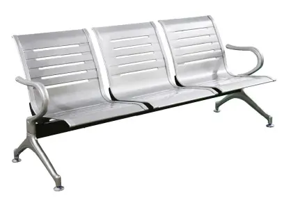 LINE 3, kovová lavice do čekárny, 3-sedák, stříbrná