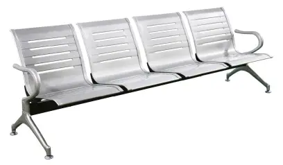LINE 4, kovová lavice do čekárny, 4-sedák, stříbrná