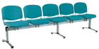 CL - 25, čalouněná lavice do čekárny, 5-sedák, koženka AN - 078 tyrkysová, kostra chrom