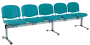 CL - 25, čalouněná lavice do čekárny, 5-sedák, koženka AN - 078 tyrkysová, kostra chrom
