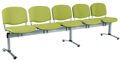 CL - 25, čalouněná lavice do čekárny, 5-sedák, koženka AN - 079 citrónově zelená, kostra chrom