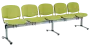 CL - 25, čalouněná lavice do čekárny, 5-sedák, koženka AN - 079 citrónově zelená, kostra chrom