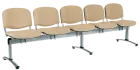 CL - 25, čalouněná lavice do čekárny, 5-sedák, koženka AN - 096 béžová, kostra chrom