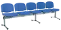 CL - 25, čalouněná lavice do čekárny, 5-sedák, koženka AN - 067 nebeská modrá, kostra chrom