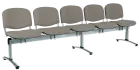 CL - 25, čalouněná lavice do čekárny, 5-sedák, koženka AN - 052 šedá, kostra chrom