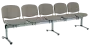 CL - 25, čalouněná lavice do čekárny, 5-sedák, koženka AN - 052 šedá, kostra chrom