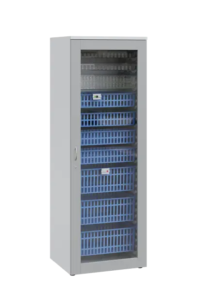 MEDICAL S - 66 skříň léková boxová, 1950 x 660 x 735, prosklená, korpus bílá, dvířka šedá