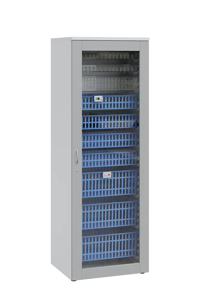 MEDICAL S - 66 skříň léková boxová, 1950 x 660 x 735, prosklená, korpus bílá, dvířka šedá