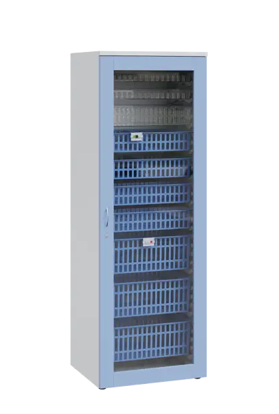 MEDICAL S - 66 skříň léková boxová, 1950 x 660 x 735, prosklená, korpus bílá, dvířka blankyt