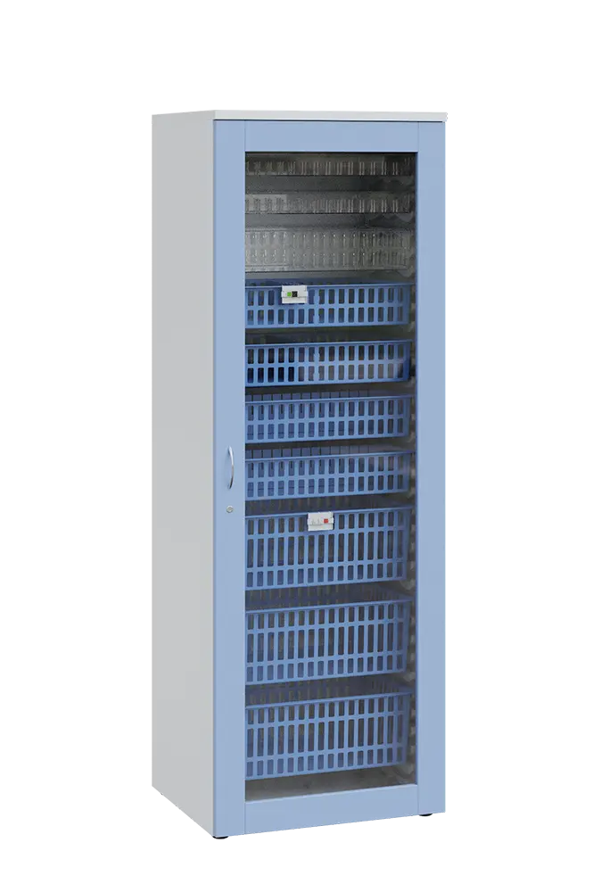 MEDICAL S - 66 skříň léková boxová, 1950 x 660 x 735, prosklená, korpus bílá, dvířka blankyt