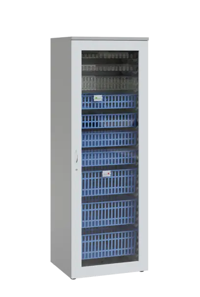 MEDICAL S - 66 skříň léková boxová, 1950 x 660 x 735, prosklená, korpus šedá, dvířka bílá