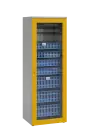 MEDICAL S - 66 skříň léková boxová, 1950 x 660 x 735, prosklená, korpus šedá, dvířka žlutá odio