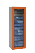 MEDICAL S - 66 skříň léková boxová, 1950 x 660 x 735, prosklená, korpus šedá, dvířka pomeranč