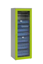 MEDICAL S - 66 skříň léková boxová, 1950 x 660 x 735, prosklená, korpus šedá, dvířka jarní zeleň