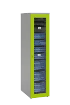 MEDICAL S - 46 skříň léková boxová, 1950 x 460 x 735, prosklená, korpus šedá, dvířka jarní zeleň