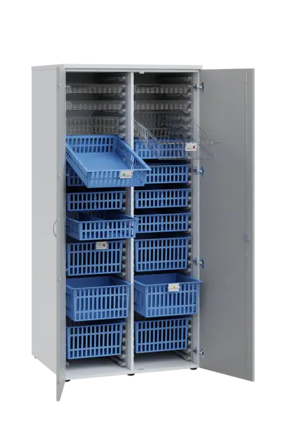 MEDICAL D - 90 skříň léková boxová, 1950 x 900 x 735, dvířka, korpus bílá, dvířka šedá