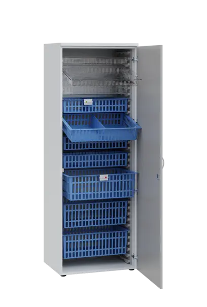 MEDICAL D - 66 skříň léková boxová, 1950 x 660 x 535, dvířka, korpus bílá, dvířka šedá