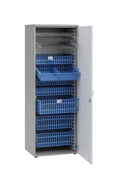 MEDICAL D - 66 skříň léková boxová, 1950 x 660 x 535, dvířka, korpus šedá, dvířka bílá