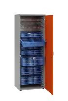 MEDICAL D - 66 skříň léková boxová, 1950 x 660 x 535, dvířka, korpus šedá, dvířka pomeranč