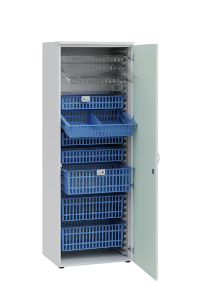 MEDICAL D - 66 skříň léková boxová, 1950 x 660 x 535, dvířka, korpus bílá, dvířka šedo-zelinkavá