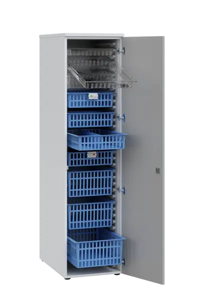 MEDICAL D - 46 skříň léková boxová, 1950 x 460 x 735, dvířka, korpus bílá, dvířka šedá