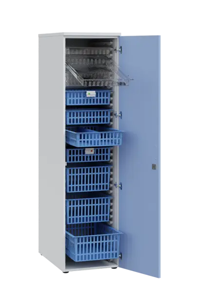 MEDICAL D - 46 skříň léková boxová, 1950 x 460 x 735, dvířka, korpus bílá, dvířka blankyt