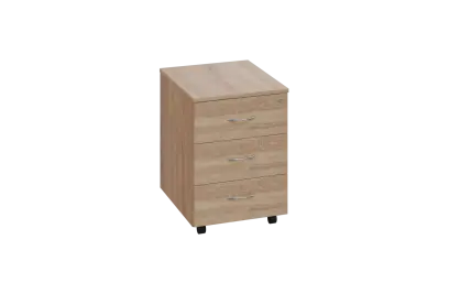 EKC 2 - 00 kontejner pojízdný, 3-zásuvkový, deska 25 mm, centrální zámek, dub bardolino